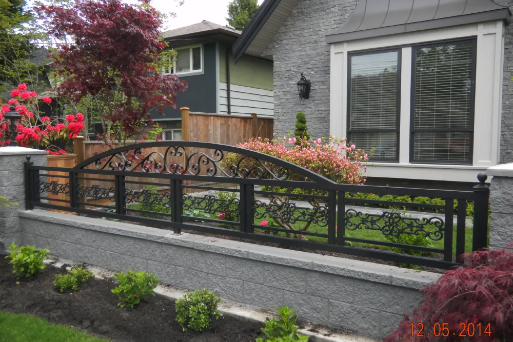 Ornamental steel fence with steel railing